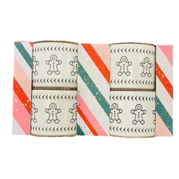 GINGERBREAD MAN Ceramic RAMEKINS Set of 4 White CHRISTMAS NEW NIB BAKESHOP‎ GIFT - Picture 4 of 8